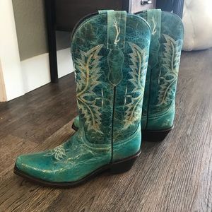 Aqua Leather Cabela’s Cowboy Boots